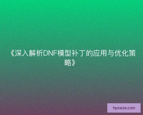 《深入解析DNF模型补丁的应用与优化策略》