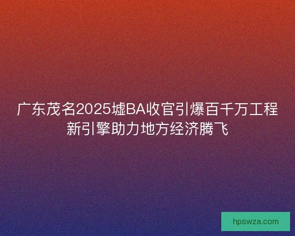 广东茂名2025墟BA收官引爆百千万工程新引擎助力地方经济腾飞 广东茂名2025墟BA收官引爆百千万工程新引擎助力地方经济腾飞