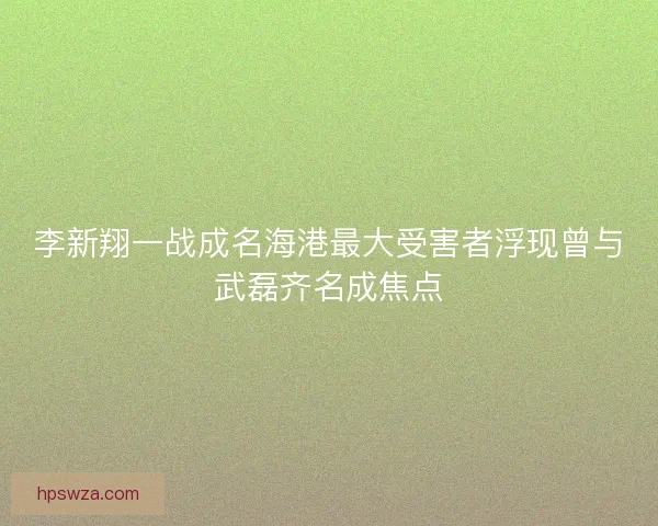 李新翔一战成名海港最大受害者浮现曾与武磊齐名成焦点 李新翔一战成名海港最大受害者浮现曾与武磊齐名成焦点